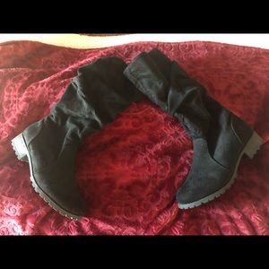 New Black Suede Boots - Big Girl Size 5